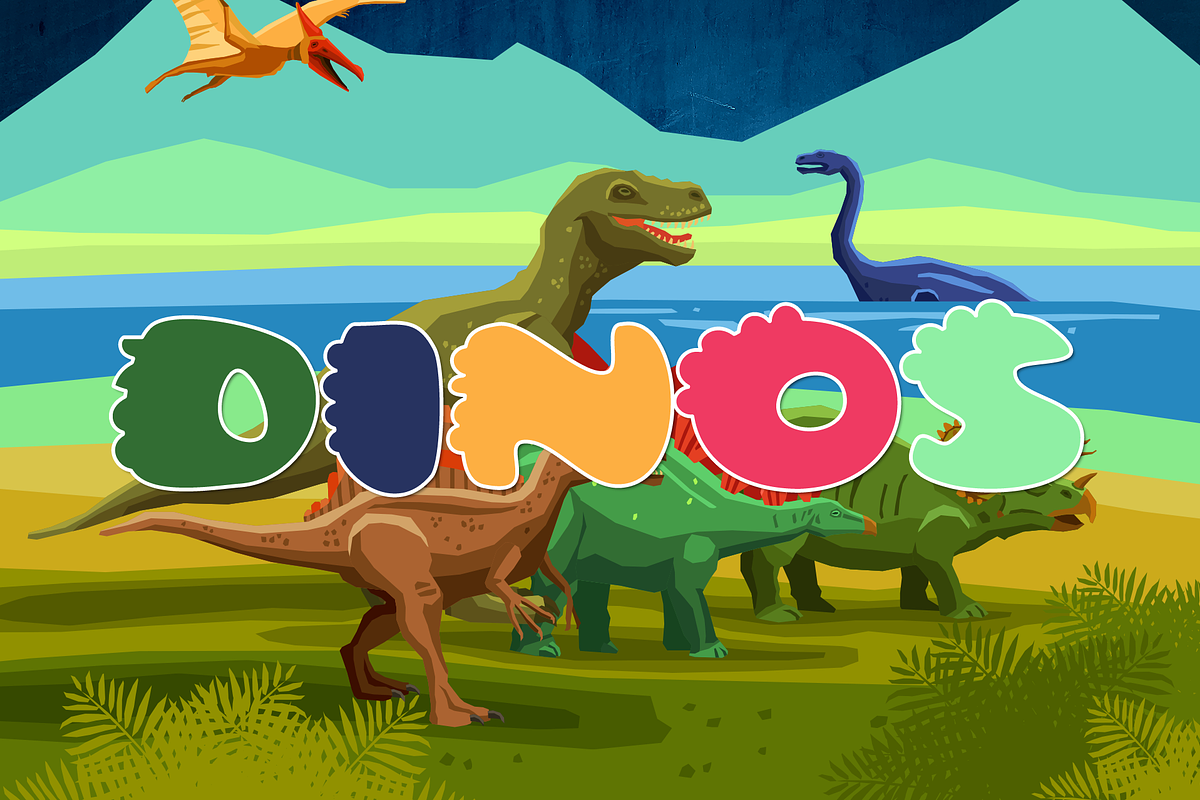 Cute Dino Dinosaur Font, a Font by vladocar (Photo 9 of 9)