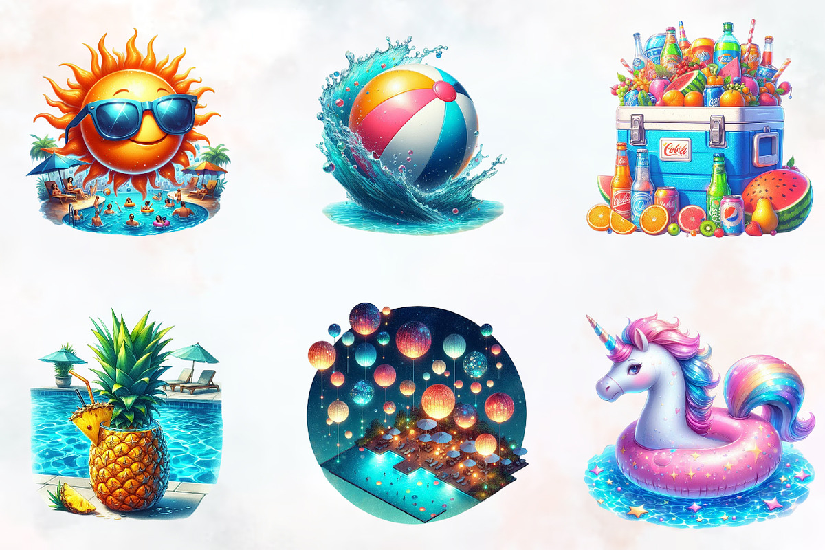 Summer Pool Party Clipart, an Illustration by RobertsArt (Photo 5 of 7)