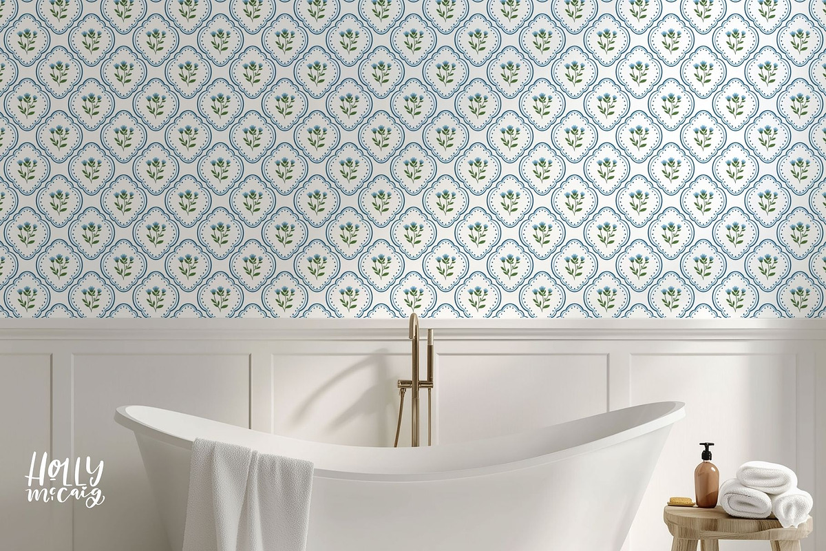 Cottage Blues Floral Pattern, a Pattern Graphic by Hello Holly Studio (Photo 4 of 6)