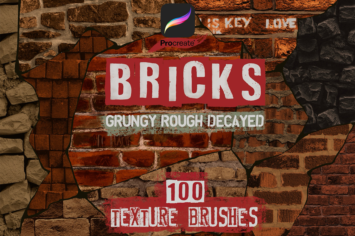 100 Brick Procreate Brushes, a Brush Add-On by TheWhiteCatLab (Photo 1 of 10)