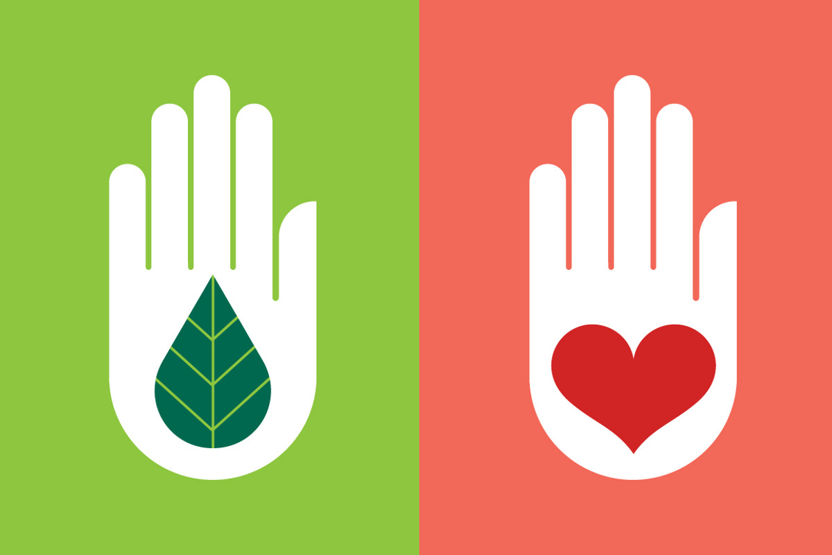 Hand with Leaf & Heart, an Icon by EightHourDay