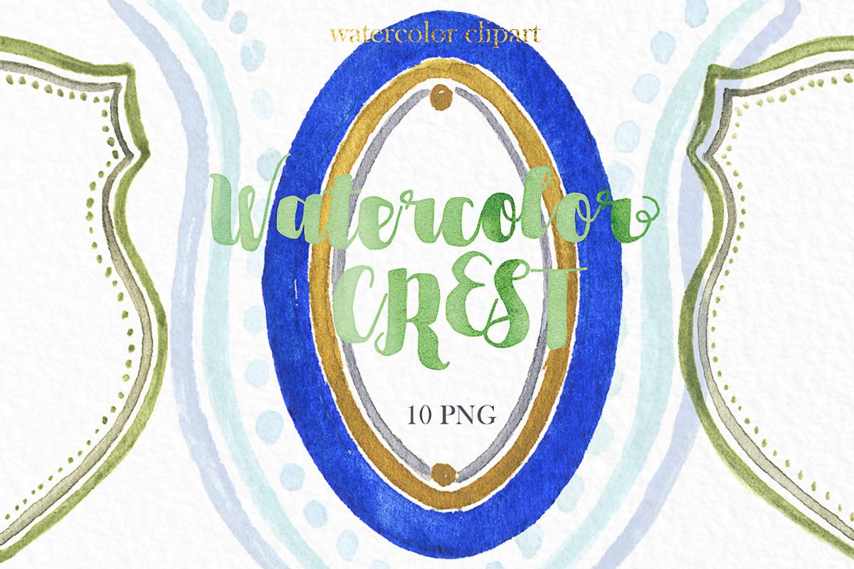 Watercolor crest clipart, an Illustration by LABFcreations (Photo 2 of 2)