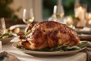 Turkey and wine on table, a Photo by Beautiful things
