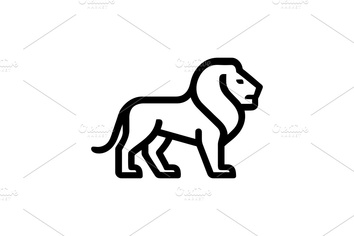Bold Lion Outline Logo, a Branding & Logo Template by Vectorium Studio