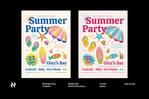 Summer Party Invitation, an Invitation Template by Neermana