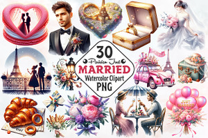 Parisian Just Married Clipart, an Illustration by RobertsArt