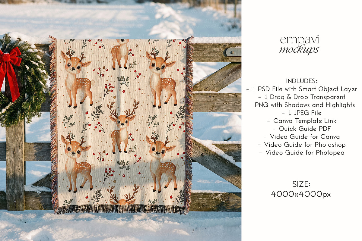 Woven Blanket Mockup, a Household Mockup by EmpaviMockups (Photo 4 of 7)