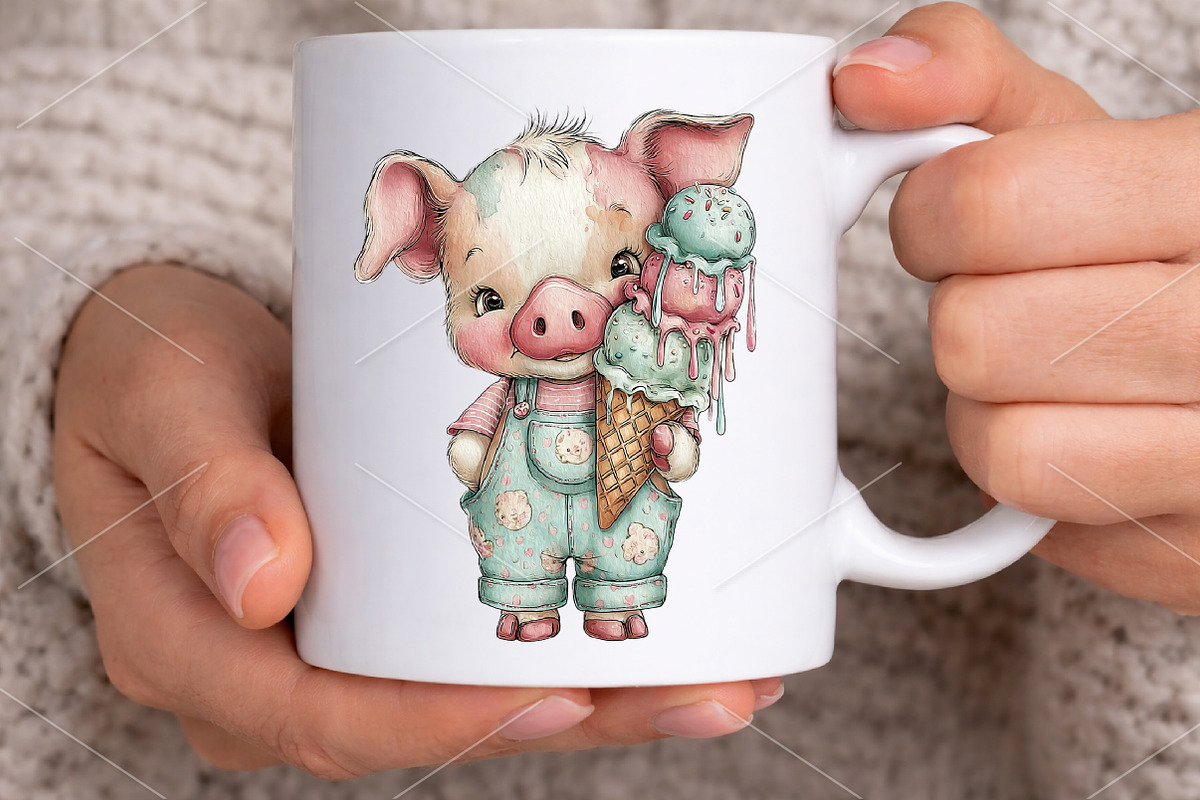 Whimsical Summer Pig Clipart Bundle, a Seasonal Illustration by Canvas Craft (Photo 6 of 7)