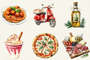 Watercolor Italian Fast Food Clipart, an Illustration by OK Design (Thumbnail 4 of 5)
