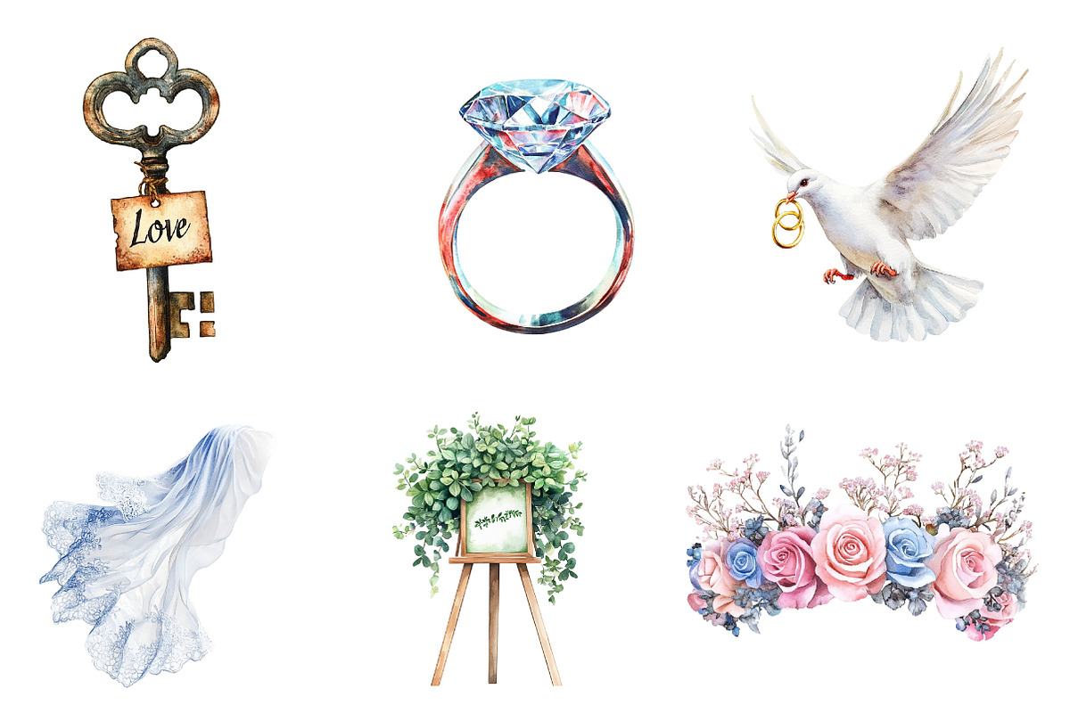 Elegant Wedding Sublimation Clipart, an Illustration by CreationArt (Photo 4 of 5)