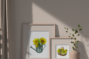 Sunflowers Clipart, Yellow Flowers