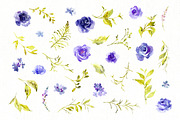 Watercolor Hand-painted Violet Roses, a Decorative Illustration by GraphicsDish (Thumbnail 2 of 3)