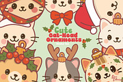 Cute Cat-Head Ornament Sticker Set, an Illustration by Dori Debreceni draws (Thumbnail 1 of 4)