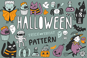 Happy Halloween cartoon cute pattern