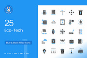 Eco-Tech Blue & Black Icons, an Icon by IconBunny (Thumbnail 1 of 2)