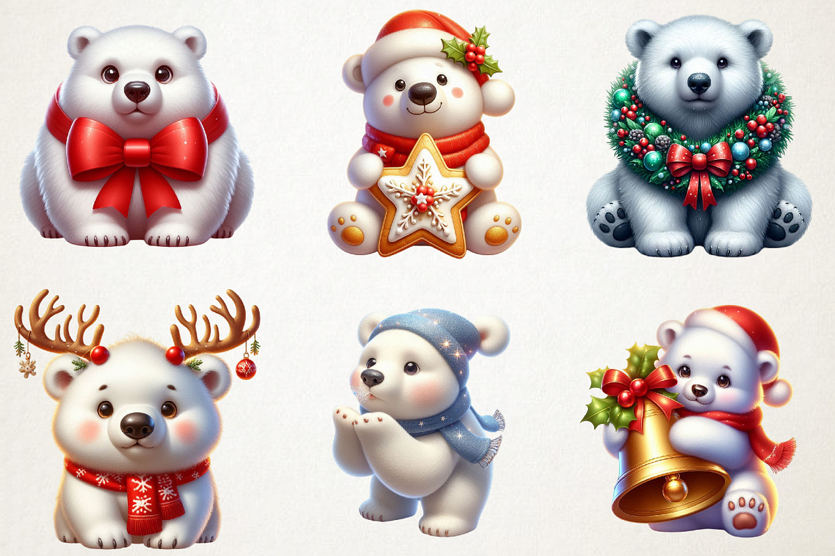 Classic Christmas Polar Bear Clipart, an Illustration by RobertsArt (Photo 3 of 5)