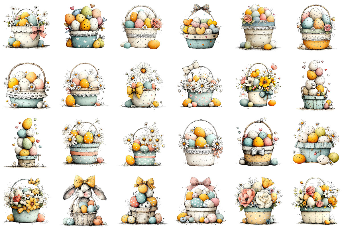 Funny Easter Basket Clipart, an Illustration by Sublimation Artist (Photo 2 of 7)