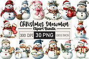 Christmas Snowman Clipart, an Illustration by Black Bird Studio (Thumbnail 1 of 6)
