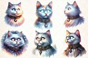 Watercolor Ghostly Cat Clipart, an Illustration by DreamCafeArt (Thumbnail 3 of 5)