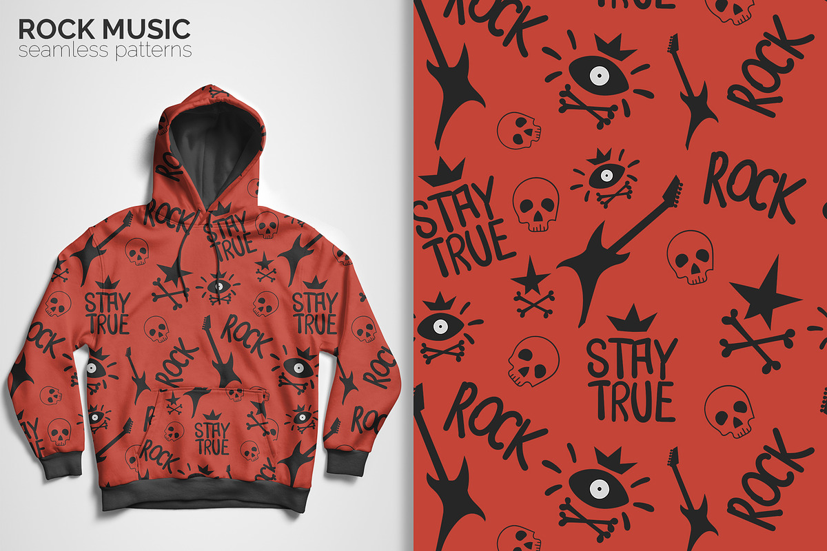 Rock Music Seamless Patterns, a Pattern Graphic by 3Y_Design (Photo 5 of 6)