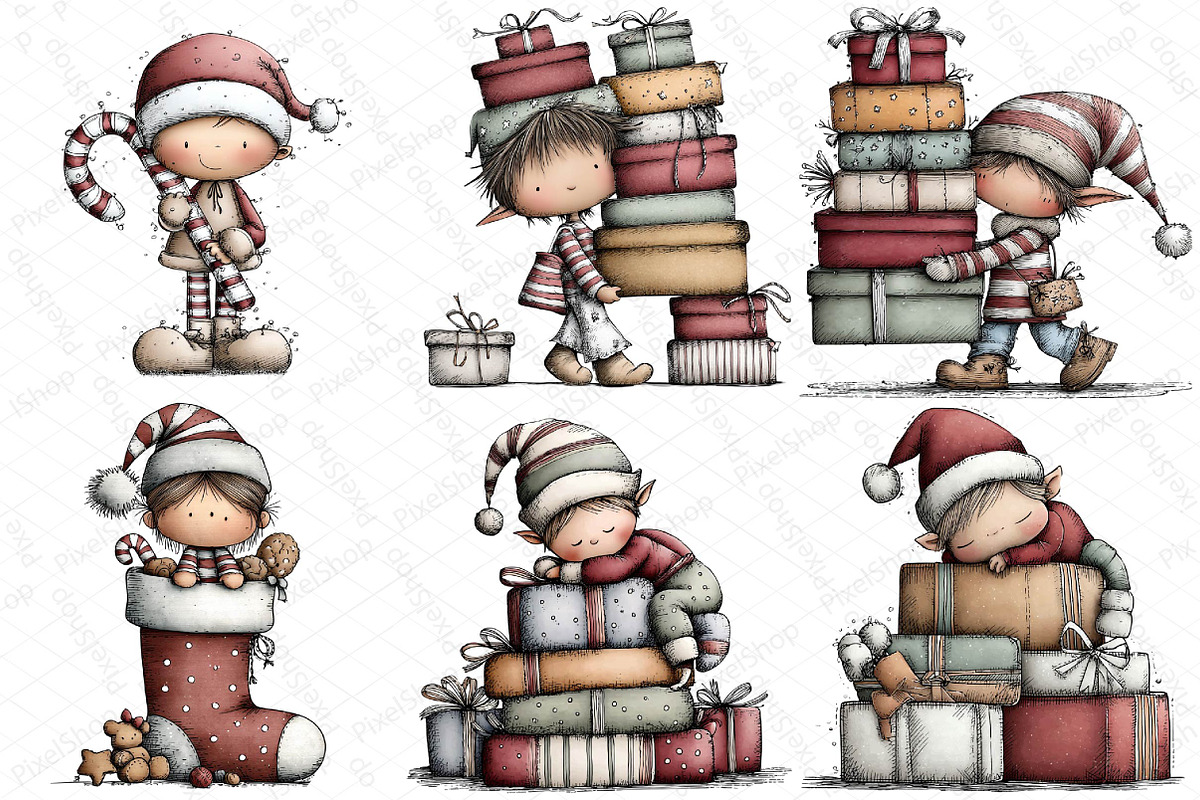 Whimsical Elf Clipart Bundle, an Illustration by DreamPrint404 (Photo 5 of 5)