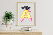 School Pencil Alphabet Clipart Bundl, an Illustration by Libby Wishes (Thumbnail 7 of 7)