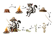 Camping adventure with a lemur, an Illustration by IrynaPanashii (Thumbnail 4 of 12)