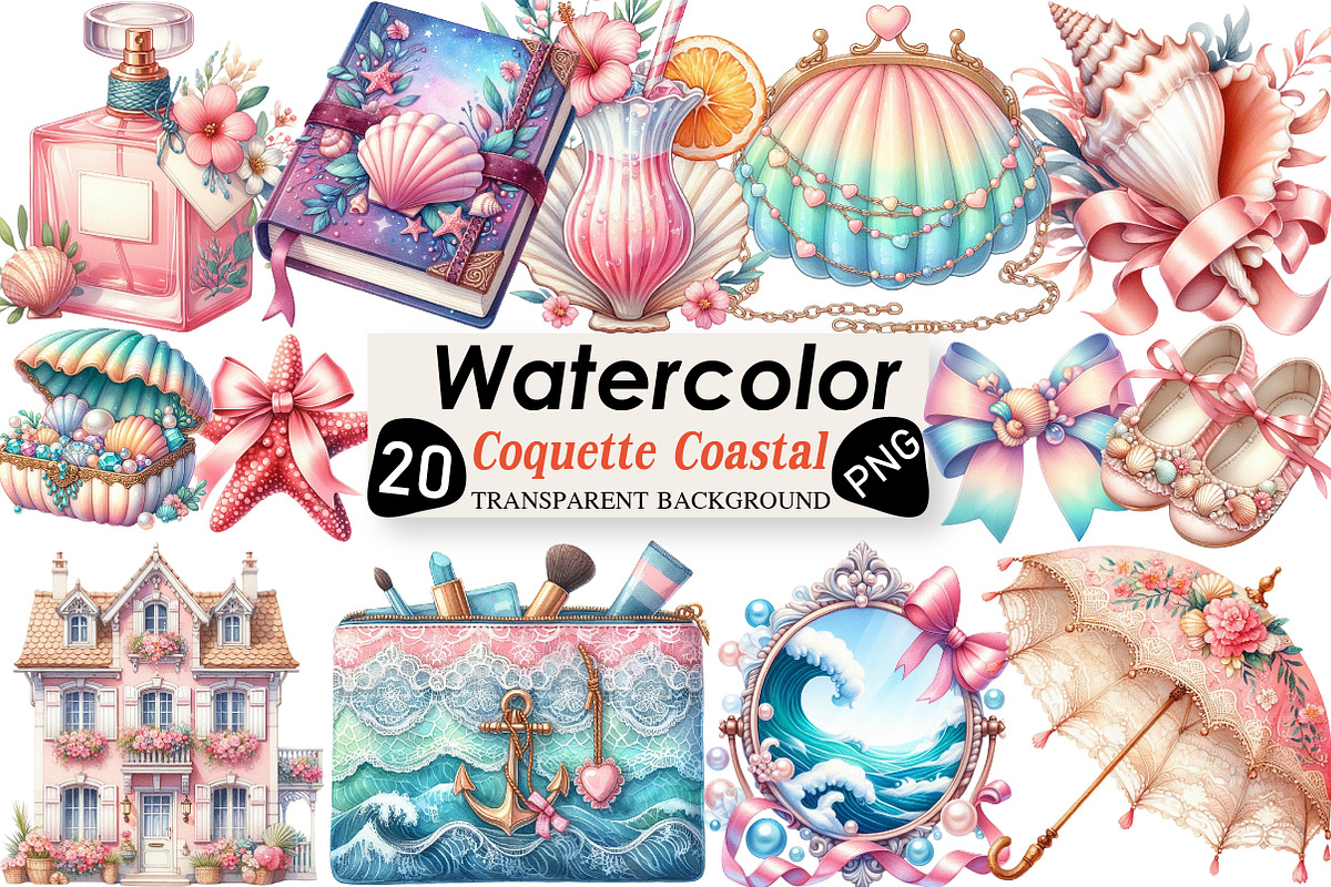Coquette Coastal Clipart Bundle, an Illustration by Black Bird Studio (Photo 1 of 4)
