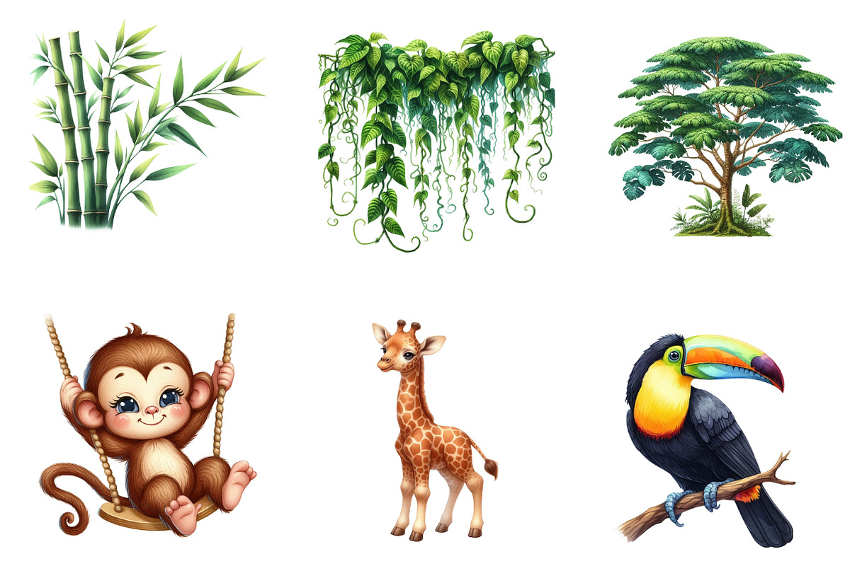 Safari animals watercolor clipart, an Illustration by CreationArt (Photo 5 of 7)