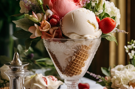 Ice cream desserts buffet table, event food catering for wedding, a Food & Drink Photo by Anneleven