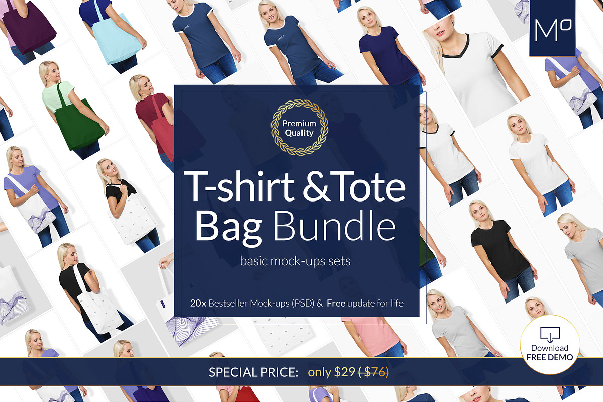 T-SHIRT & BAG BUNDLE 20xMock-upsDEMO, a Books & Magazine Mockup by Apparel_Mockups (Photo 4 of 27)