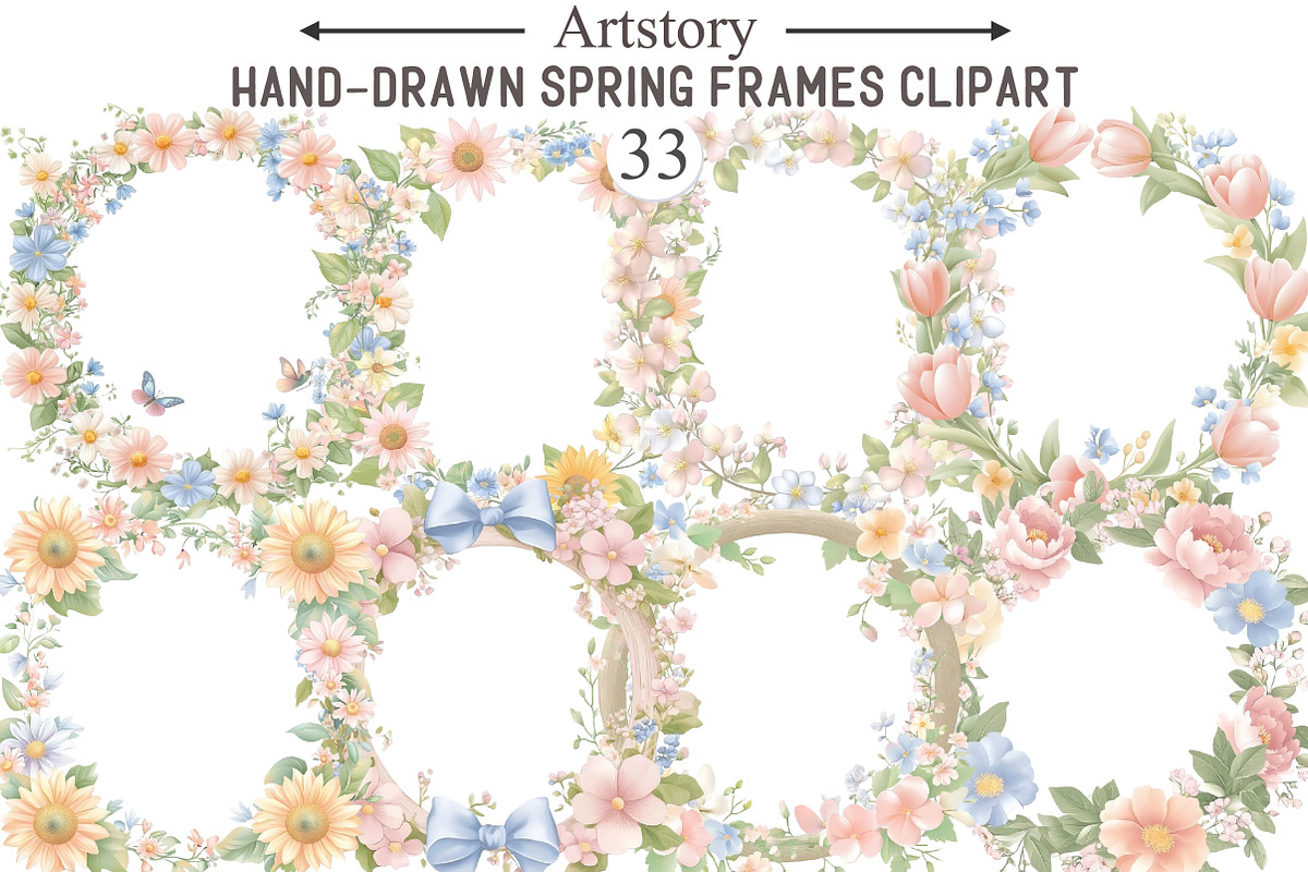 Hand-Drawn Spring Frames Clipart, an Illustration by designcity5 (Photo 1 of 5)