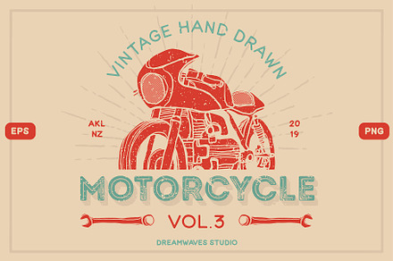 Vintage Hand Drawn Motorcycle Vol.3