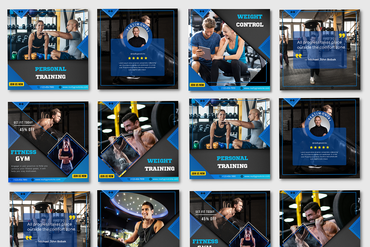Instagram Fitness Gym Templates, a Social Media Template by Qamso Designs (Photo 2 of 2)