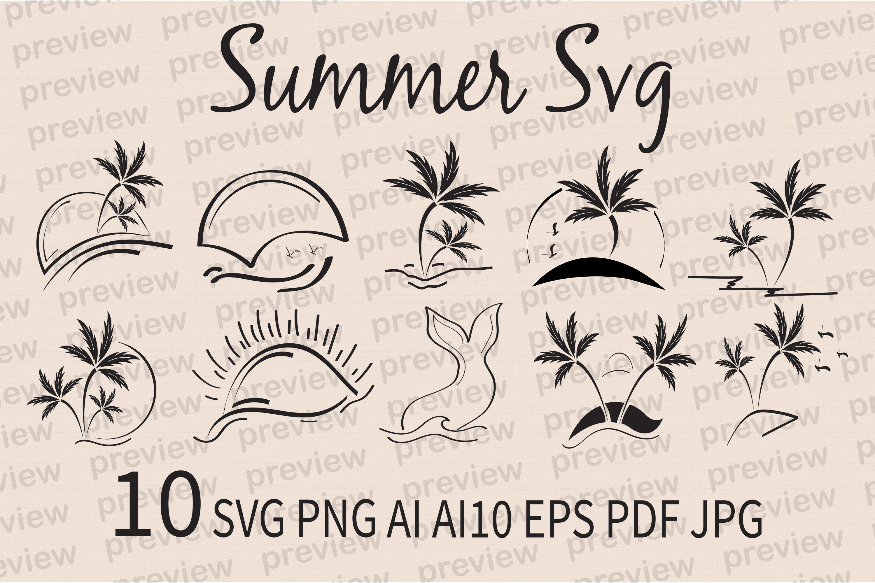 10 Summer SVG Bundle Beach Circuit, a Graphic by 3Motional