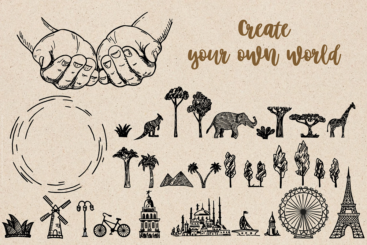 World globe sketch. Earth in hands, an Object Graphic by Live line (Photo 4 of 5)