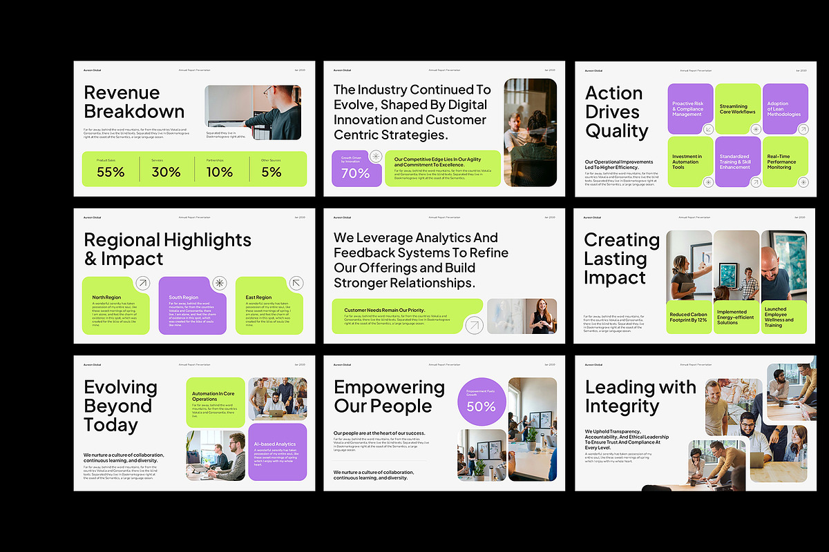 Purple Green Annual Report Keynote, a Presentation Template by Neermana (Photo 4 of 4)