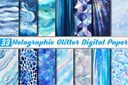 Blue Holographic Glitter Digital Pap, a Pattern Graphic by DreamCafeArt (Thumbnail 1 of 6)