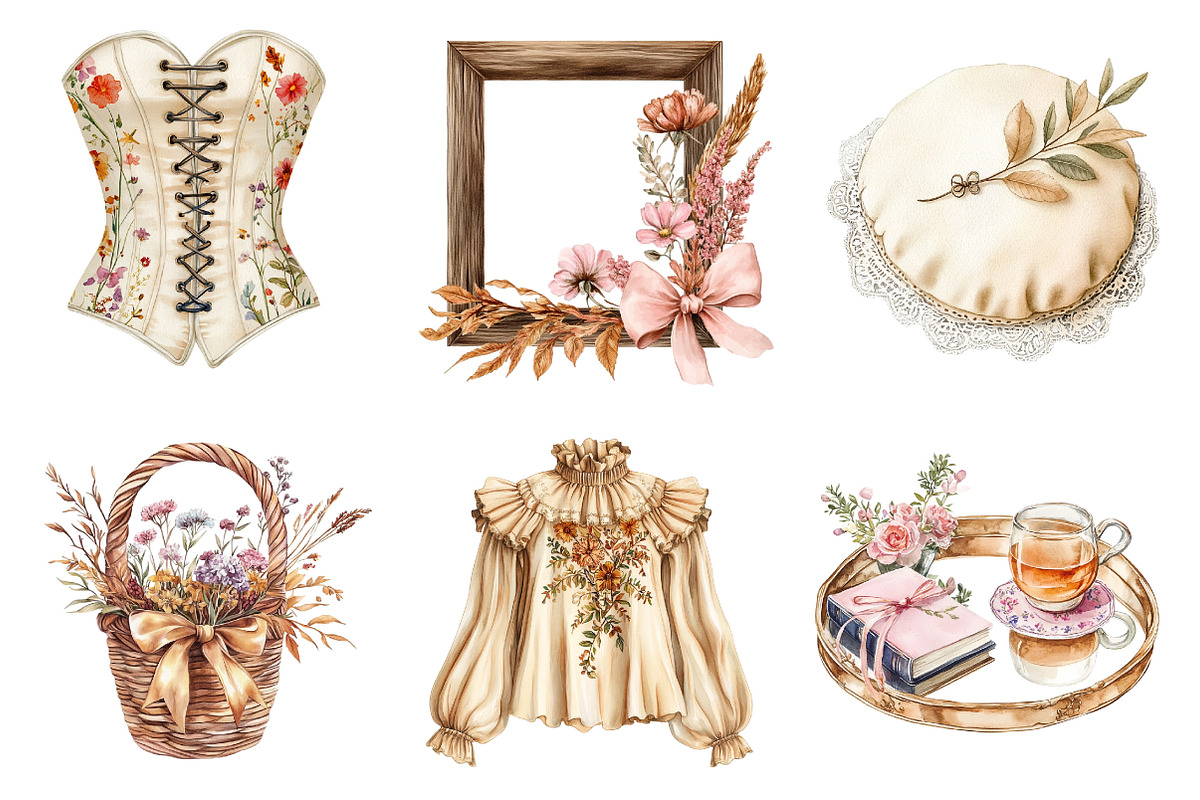 Neutral Rustic Coquette Fall Clipart, an Illustration by CreationArt (Photo 4 of 5)