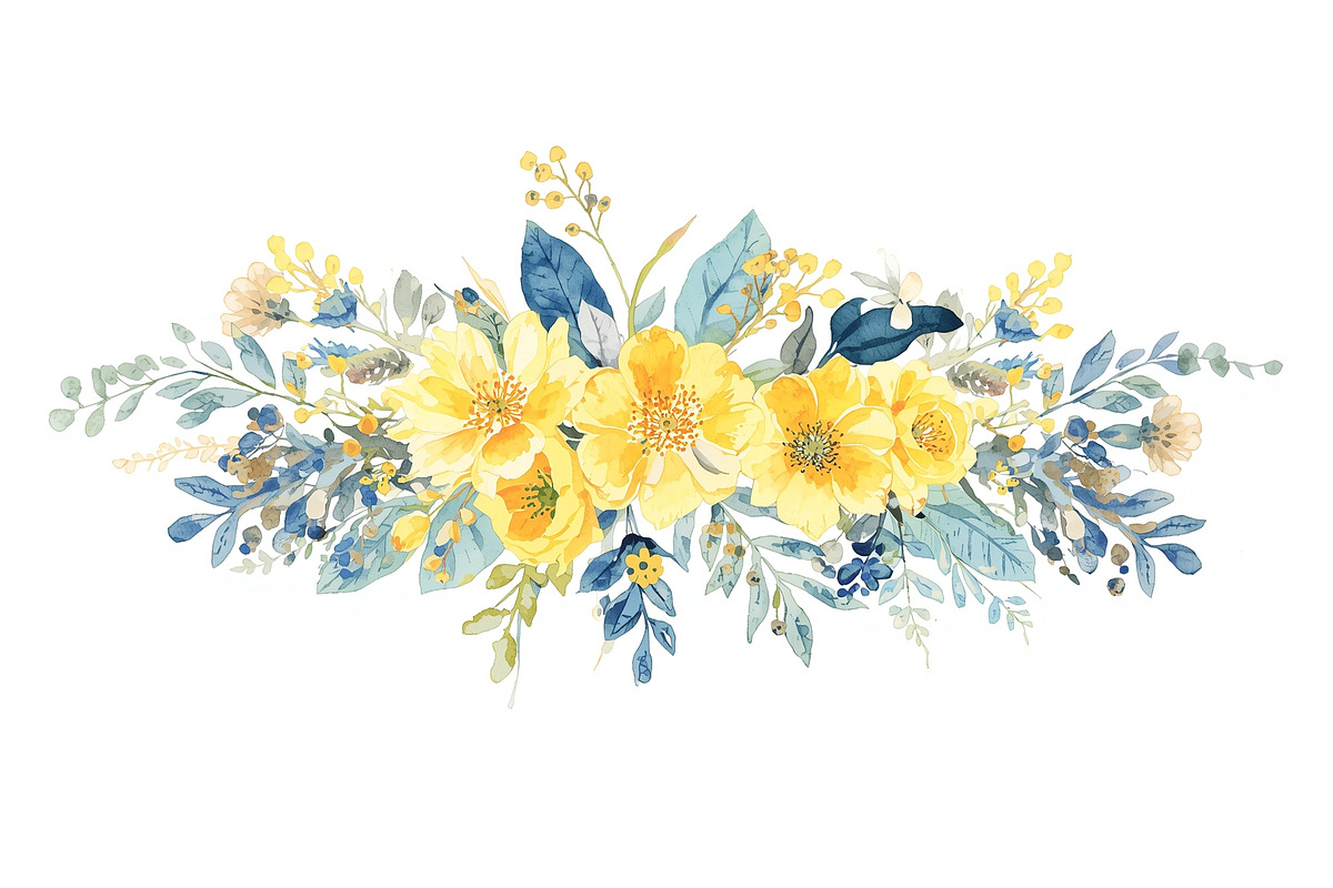 Sunny Yellow Floral Set, an Illustration by Designs_River (Photo 5 of 11)