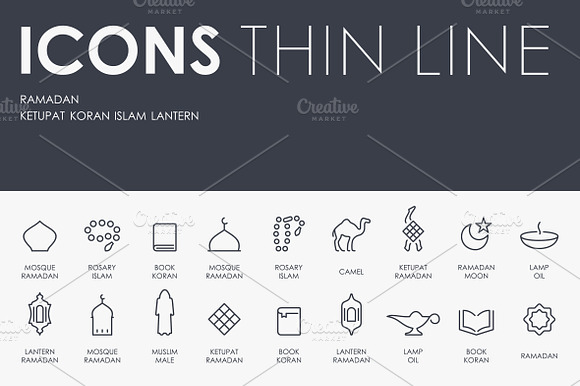 Ramadan Thinline Icons