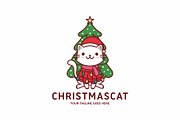 Cute Christmas Kawaii Cat Logo, a Branding & Logo Template by vectorwithin (Thumbnail 2 of 3)