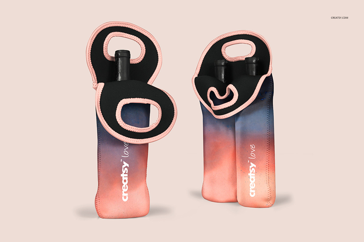 Neoprene Wine Bag Double Mockup Set, a Product Mockup by creatsy4 (Photo 5 of 10)