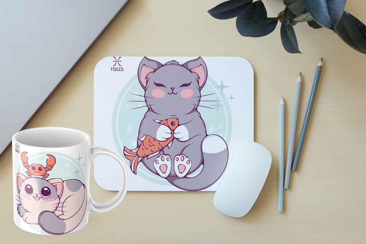 Cute Cats Zodiac Signs Collection, an Animal Illustration by ennona_art (Photo 5 of 6)