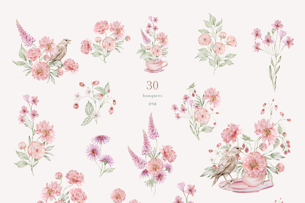 Peach peonies, roses, garden flowers, an Illustration by astelenadesign (Photo 3 of 16)