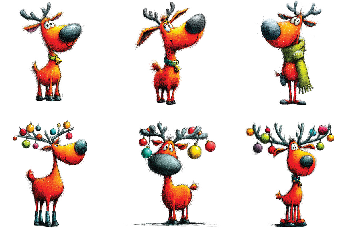 Cute Red Christmas Reindeer Clipart, an Illustration by CraftArtStudio (Photo 4 of 6)
