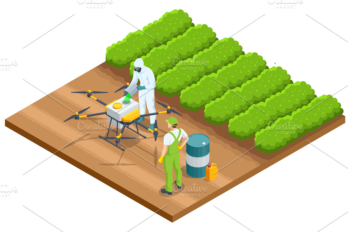 Isometric agricultural drone, an Illustration by Golden Sikorka