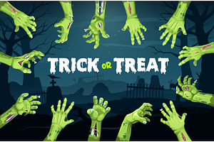 Halloween Zombie Hands Banner