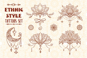 Ethnic style tattoos set