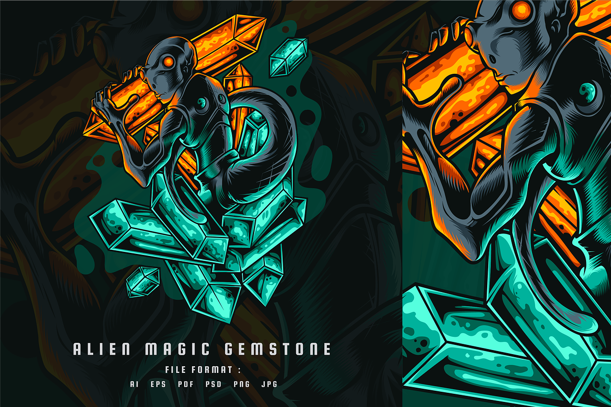 Alien Magic Gemstone Vector, an Illustration by erix_ultrasonic